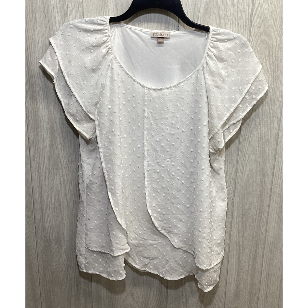 ROZ & ALI Women's (Size XL) Short Sleeve Round Neck Lined Shirt Layered Accent